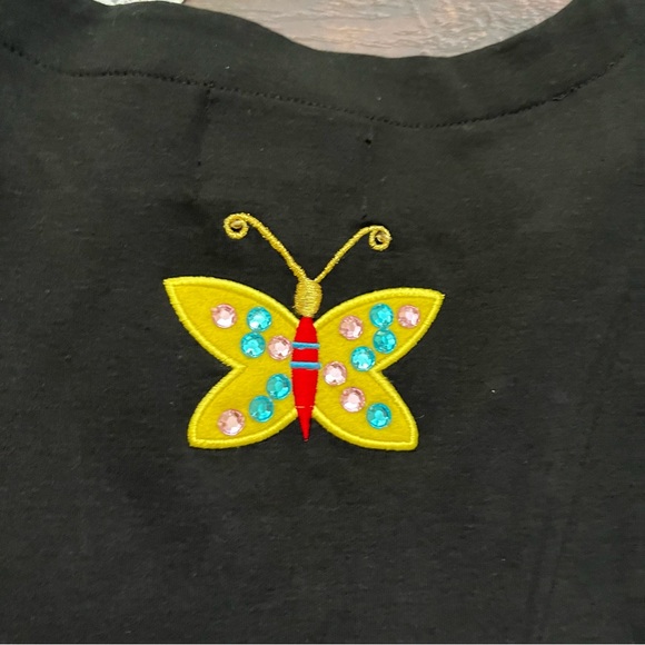 NWT quacker factory black colorful bling butterfly she’s blouse short sleeve 2x - Picture 8 of 8